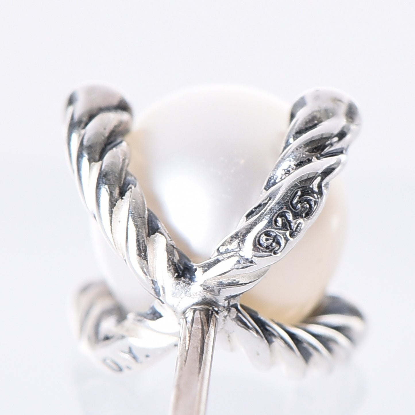 Sterling Silver Diamond Pearl 7mm Earrings