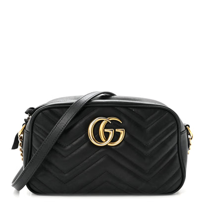 Gucci Calfskin Matelasse Small GG Marmont Chain Shoulder Bag Black 1 of 10
