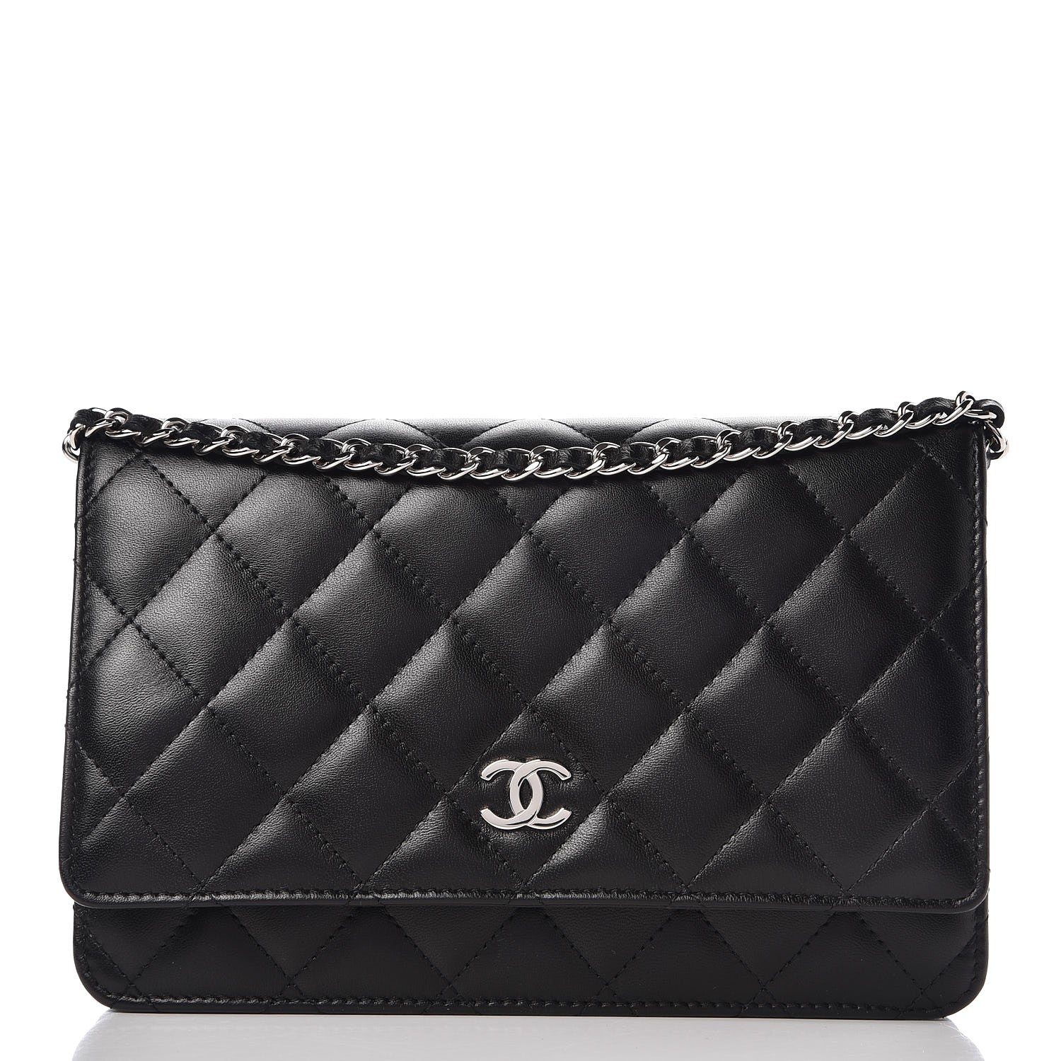 Chanel Lambskin Quilted Wallet On Chain WOC Black 1 of 8