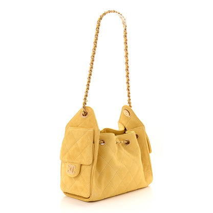 Chanel Suede Quilted Mini Chanel 25 Handbag Yellow 3 of 11