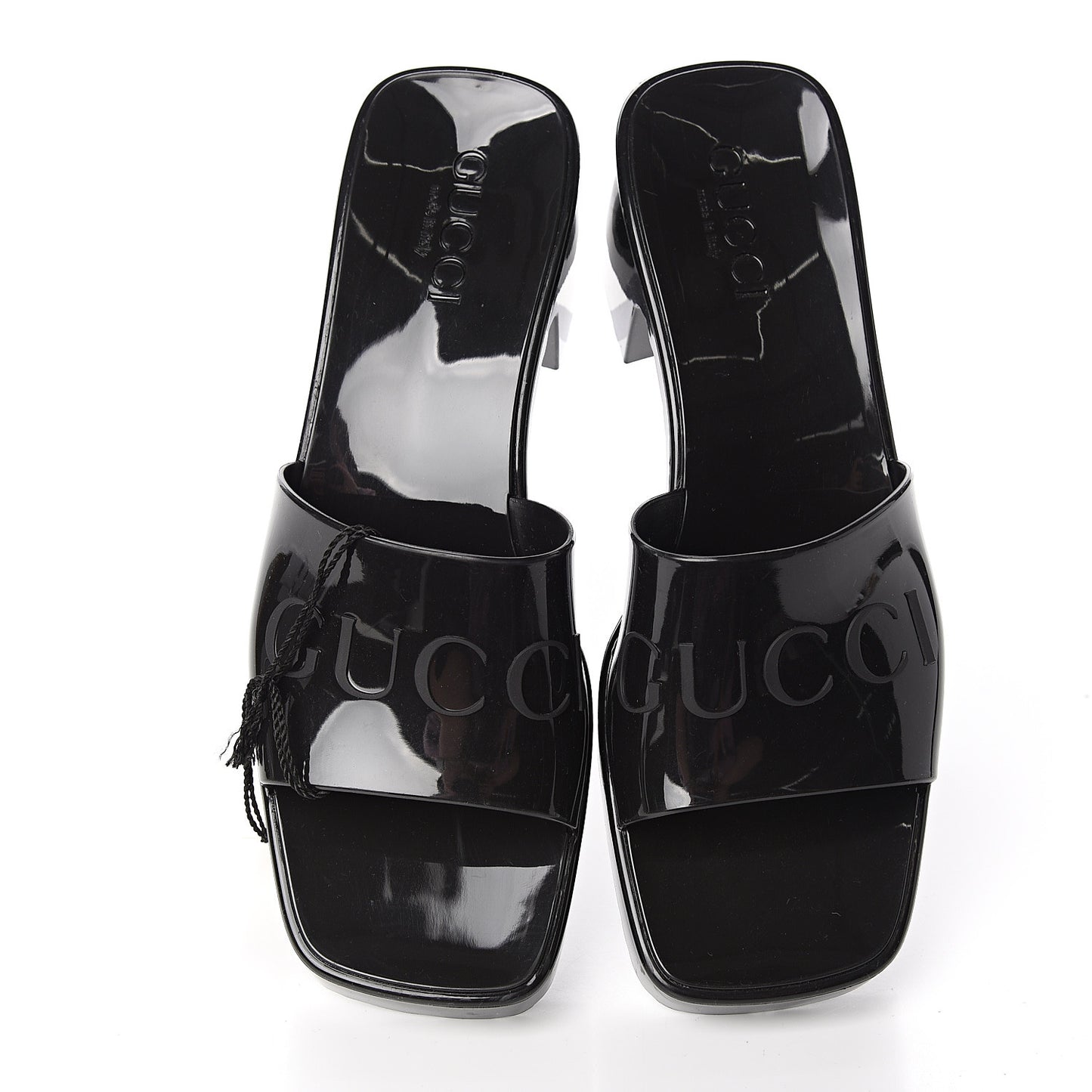 Rubber Gucci Logo Womens Platform 20/60mm Slide Sandals 37 Black
