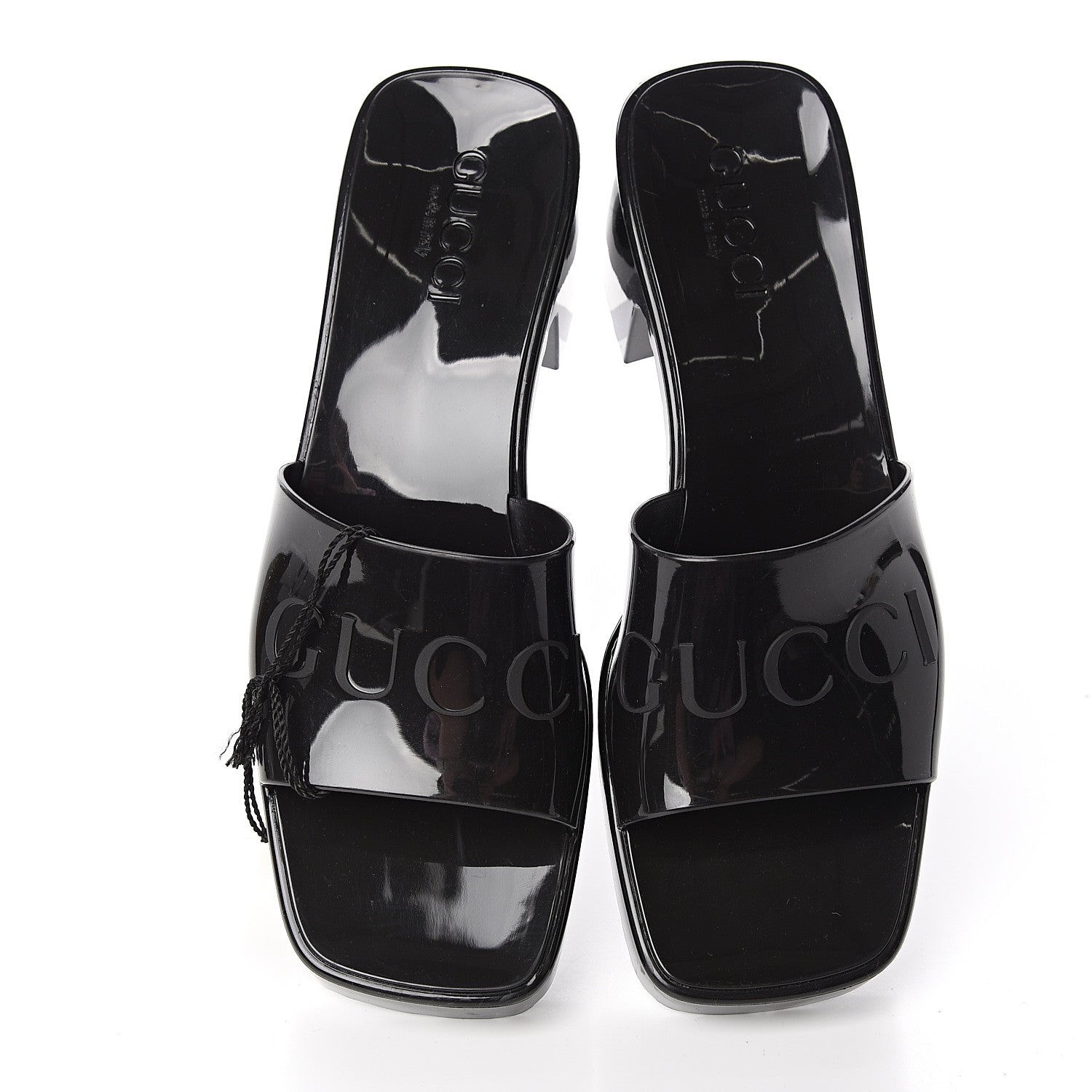 Gucci Rubber Gucci Logo Womens Platform 20/60mm Slide Sandals 37 Black 6 of 9
