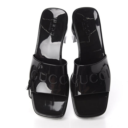 Gucci Rubber Gucci Logo Womens Platform 20/60mm Slide Sandals 37 Black 6 of 9