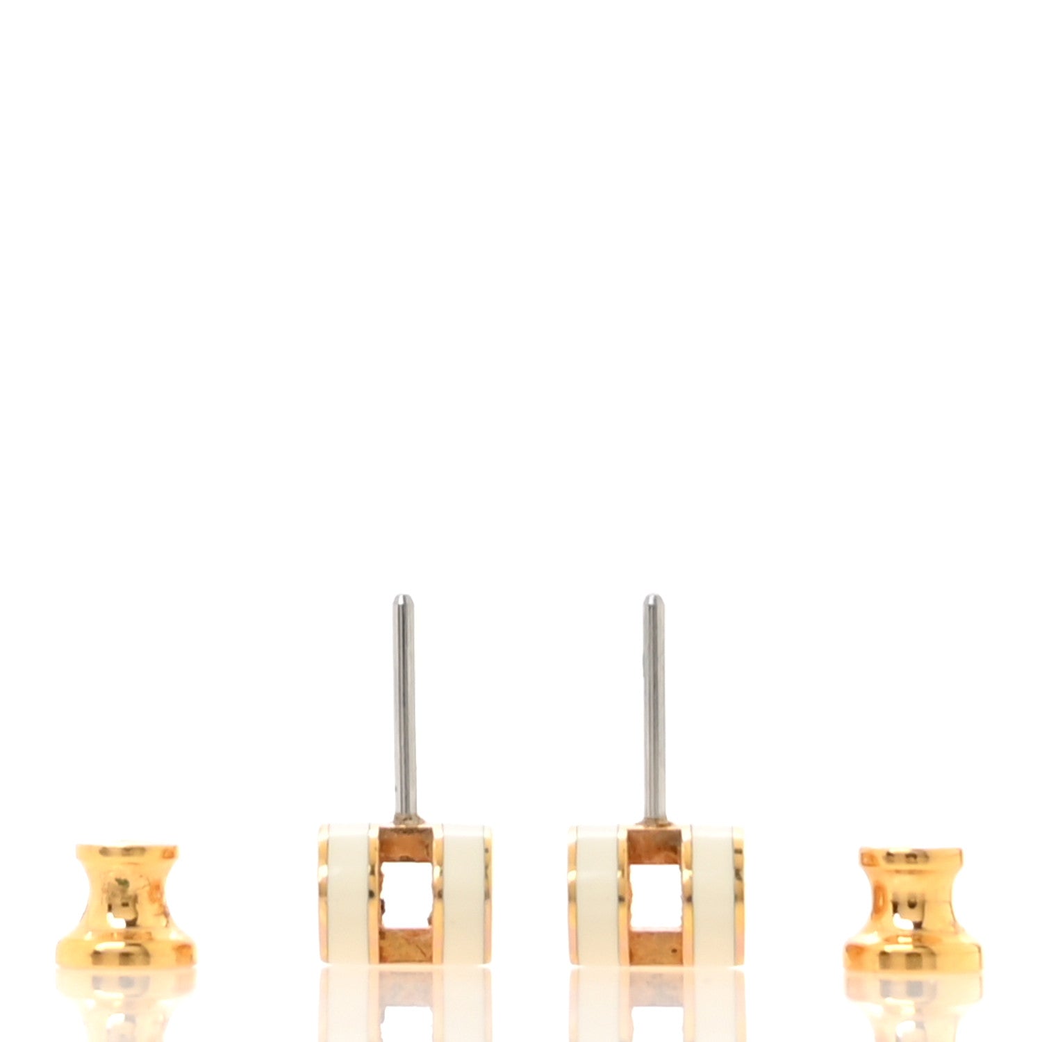 Hermes Gold Lacquered Mini Pop H Earrings White 3 of 7