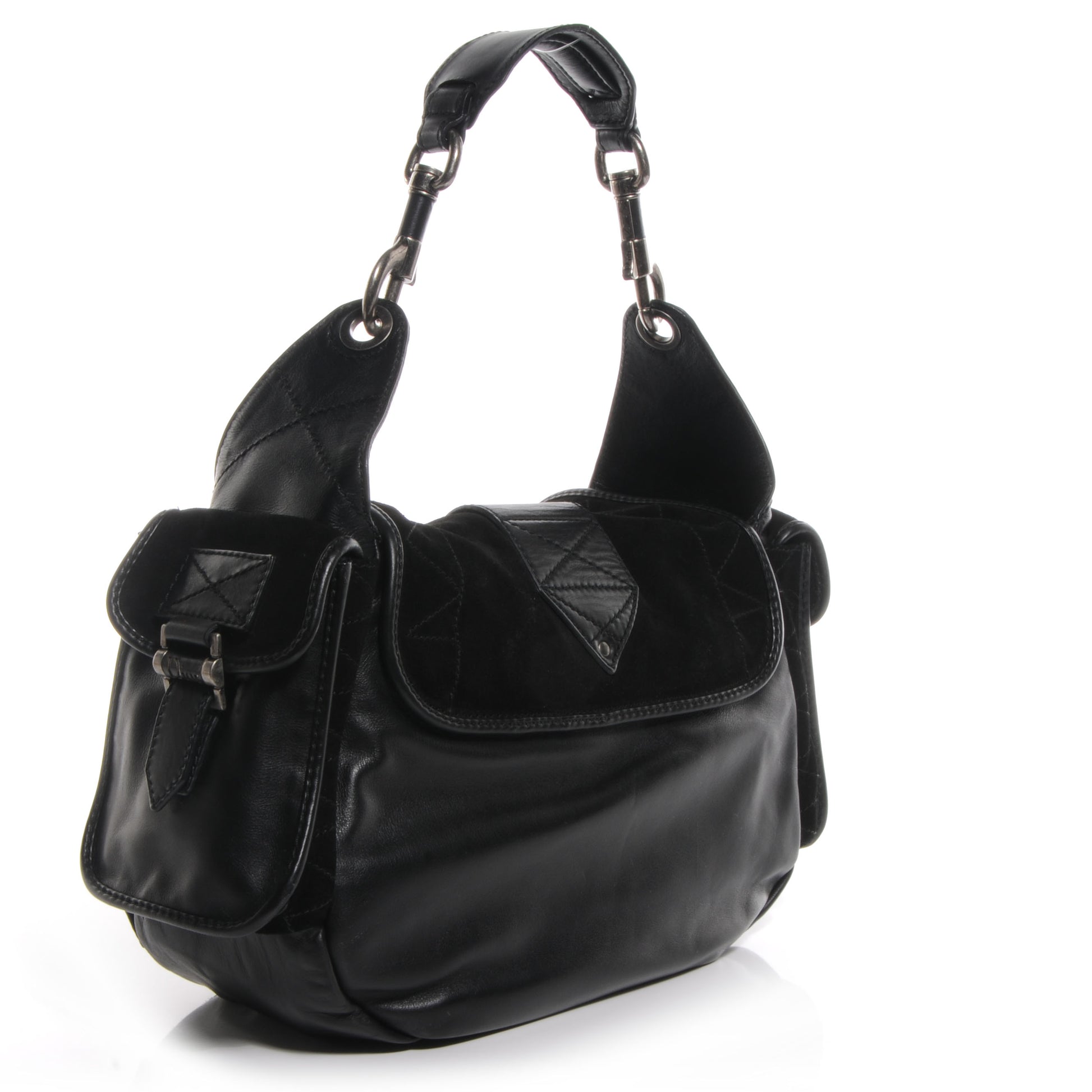 Christian Dior Leather Suede Rebelle Hobo Black 3 of 9