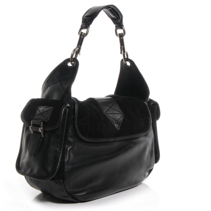 Christian Dior Leather Suede Rebelle Hobo Black 3 of 9