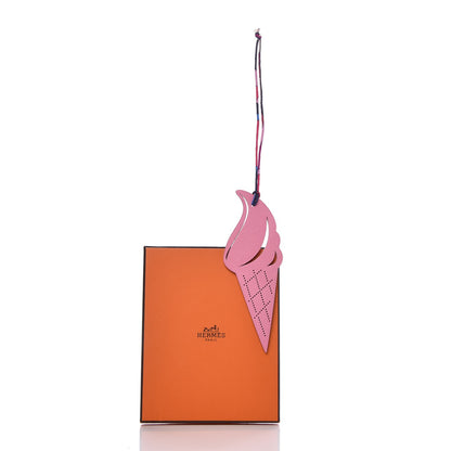 Hermes Epsom Togo Petit H Ice Cream Bag Charm Rose Confetti Gris Asphalte 4 of 4