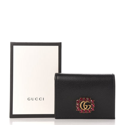 Gucci Calfskin Crystal Double G Card Case Black 8 of 8