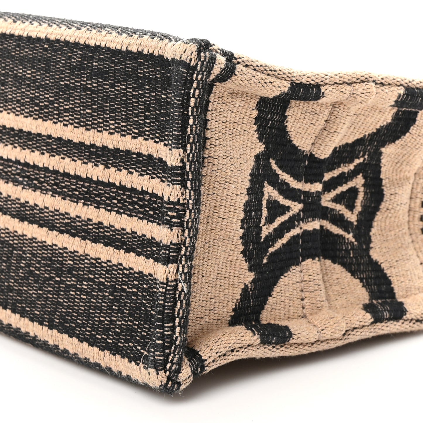 Canvas Calfskin Small Cabas Thais Beige Black
