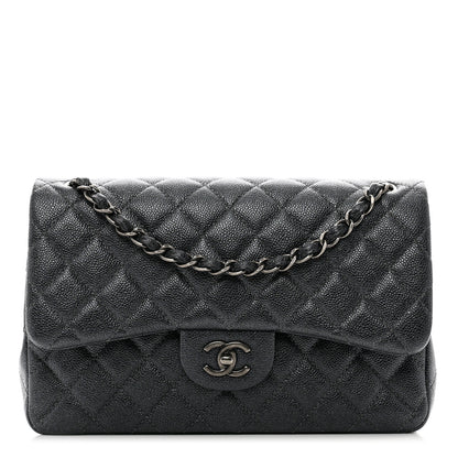 Chanel Metallic Caviar Quilted Jumbo Double Flap Dark Grey 1 of 11