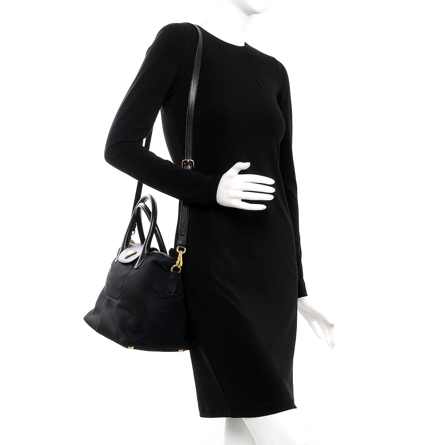 Prada Saffiano Tessuto Nylon Tote Nero Black 2 of 9