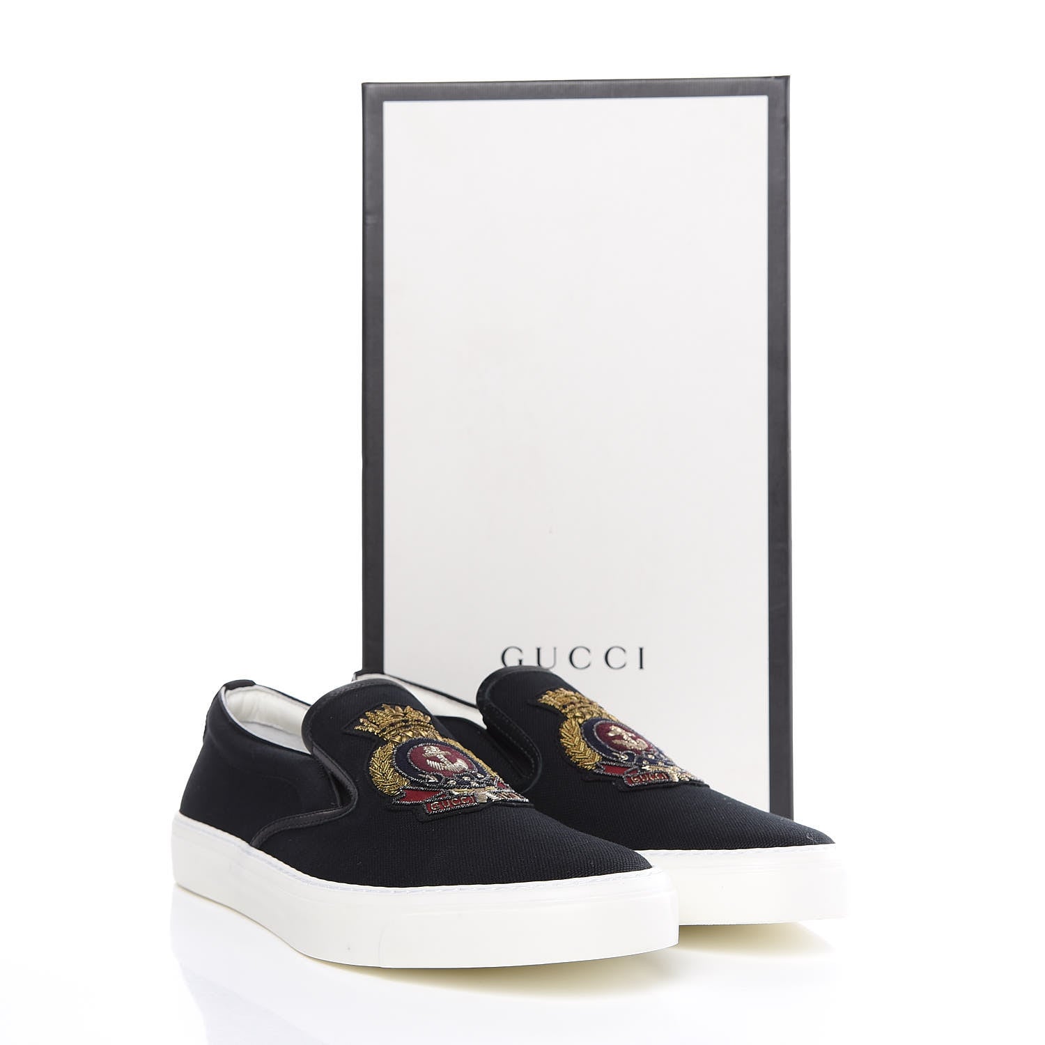 Gucci Canvas Anchor Patch Mens Slip On Sneakers 8 Navy 11 of 11