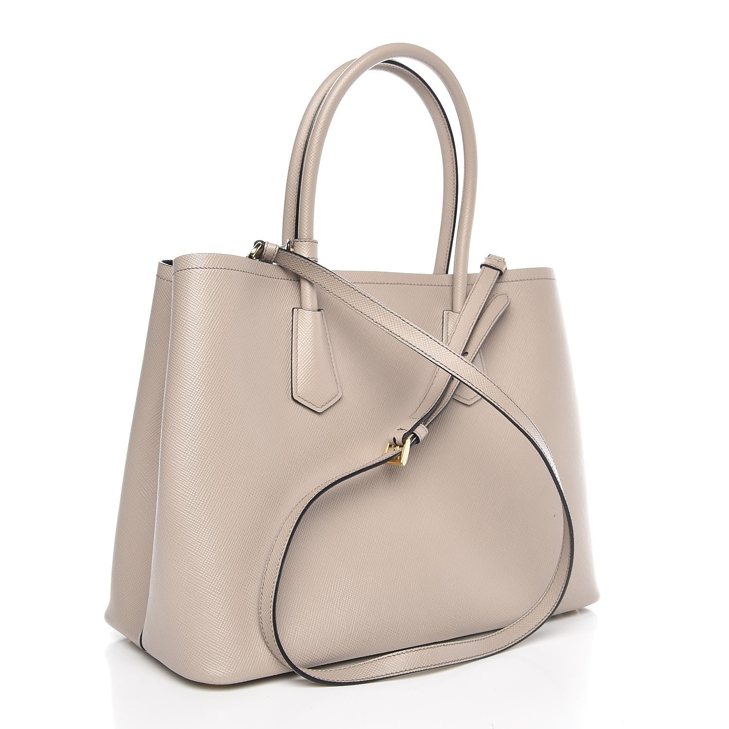 Prada Saffiano Cuir Medium Double Bag Talco Nero Black 4 of 9