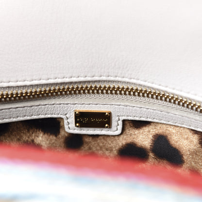 Dolce & Gabbana Raffia Crochet Embroidered Padlock Flap Satchel Multicolor 8 of 9