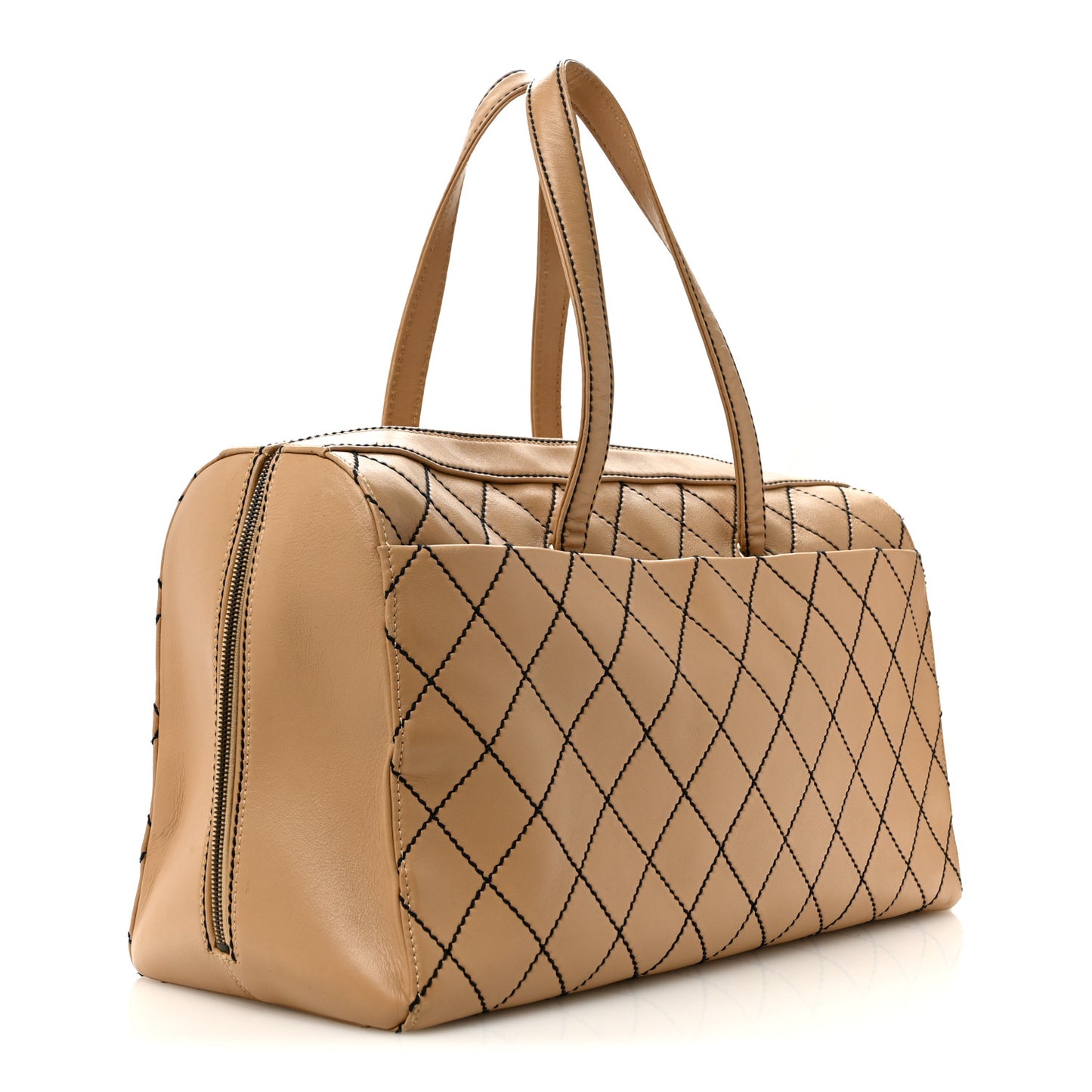 Calfskin Wild Stitch Duffel Bag Beige