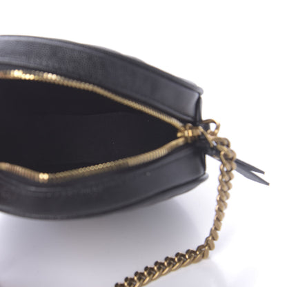 Saint Laurent Grain De Poudre Matelasse Chevron Quilted Round Vinyle Camera Bag Black 4 of 8