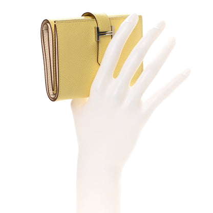 Hermes Epsom Verso Tri-Fold Bearn Compact Wallet Jaune Poussin Nata 2 of 13