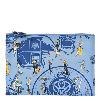 Hermes Silk Ex-Libris Les Parisiennes Silky Pocket Cosmetic Case Deep Bleu Bleuet 1 of 7