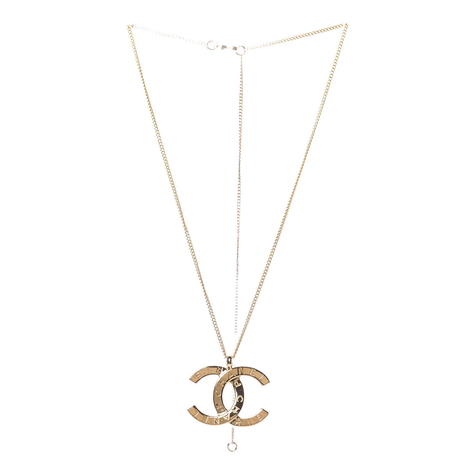 Chanel Metal CC Paris Button Necklace Gold 1 of 6