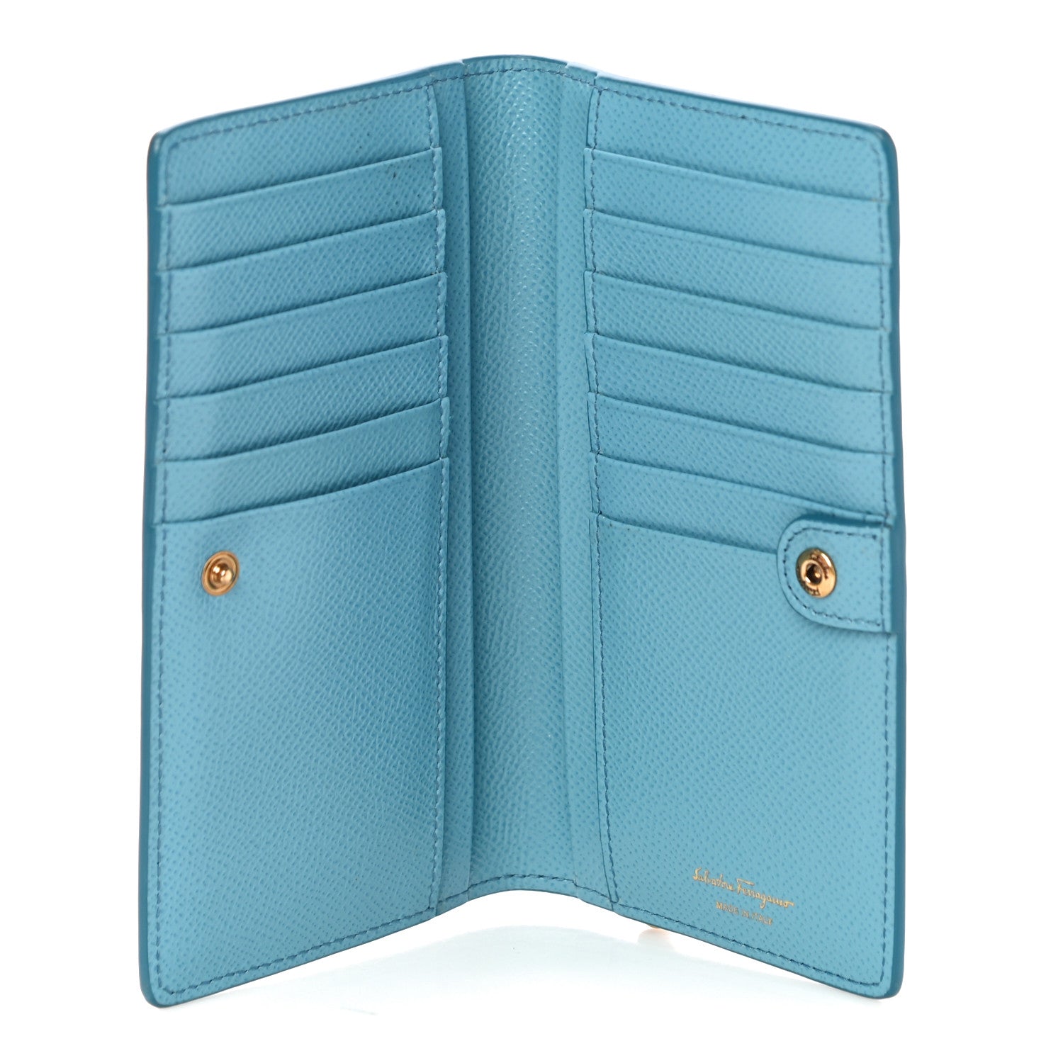 Salvatore Ferragamo Grained Calfskin Gancini Continental Wallet Scandinavian Sky 5 of 10