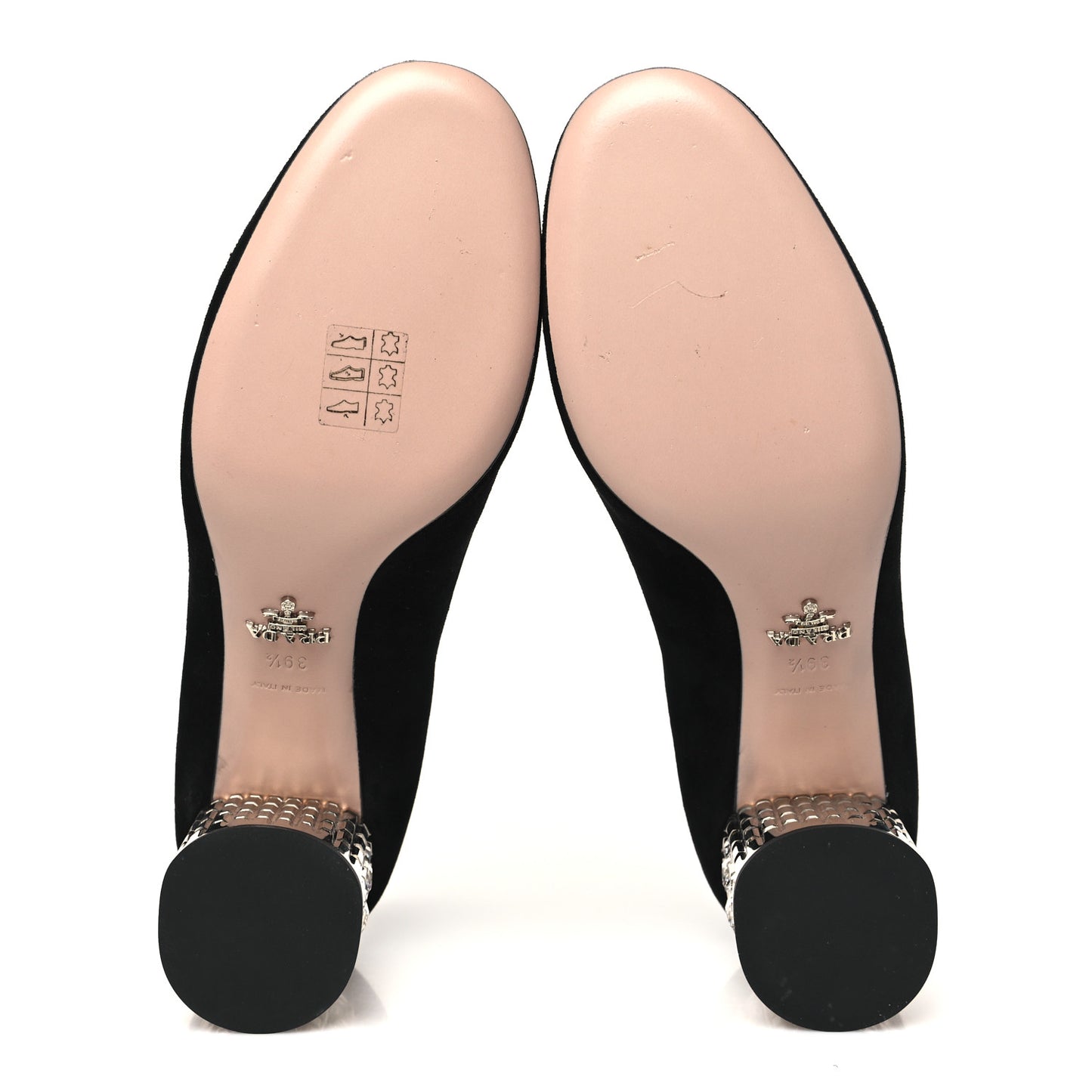 Suede Crystal Block Heel Pump 39.5 Black