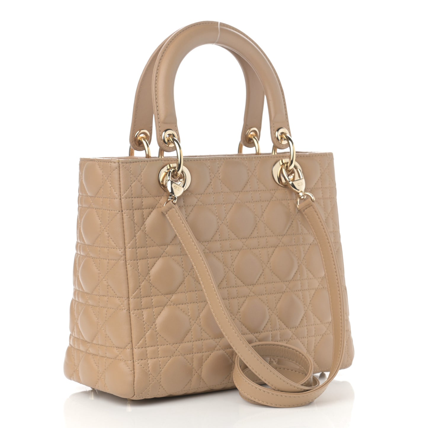 Lambskin Cannage Medium Lady Dior Beige