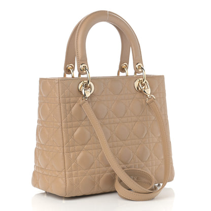 Christian Dior Lambskin Cannage Medium Lady Dior Beige 3 of 10