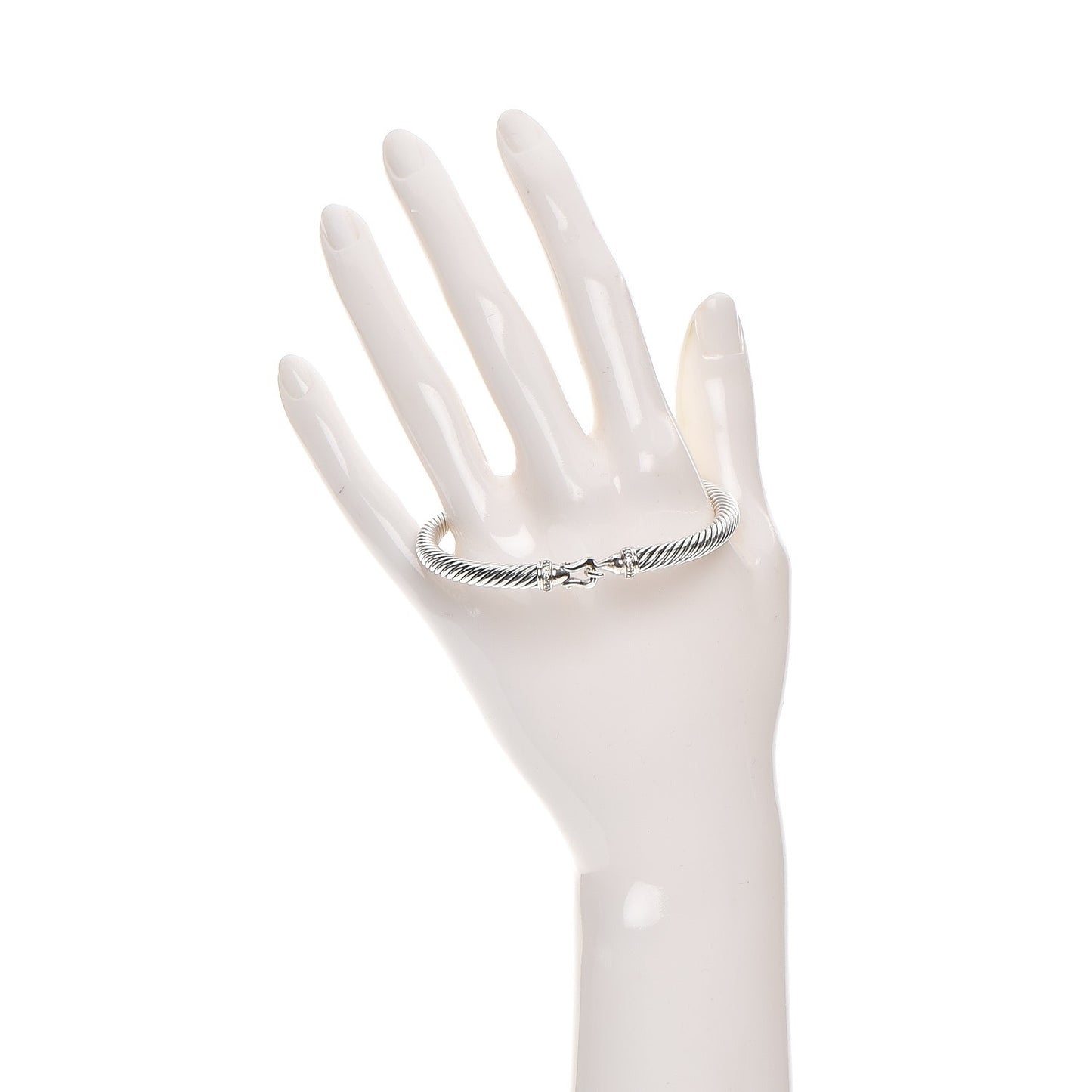 Sterling Silver Diamond 5mm Cable Buckle Bracelet