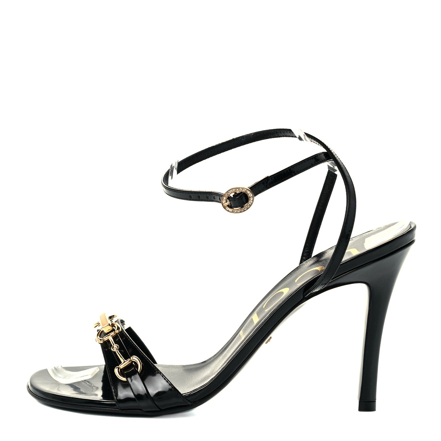 Patent GG Horsebit Moorea Sandals 40 Black