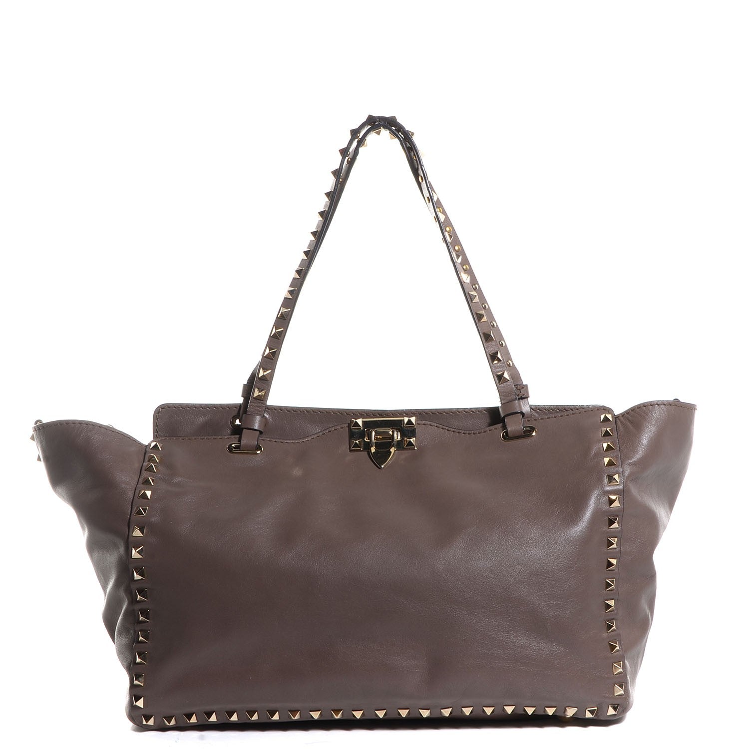 Valentino Garavani Vitello Medium Rockstud Tote Brun 1 of 8