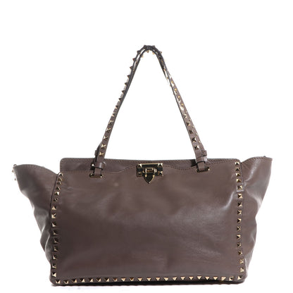 Valentino Garavani Vitello Medium Rockstud Tote Brun 1 of 8