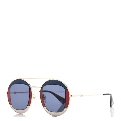 Gucci Round Frame Sylvie Web Sunglasses GG0105S Gold 1 of 8