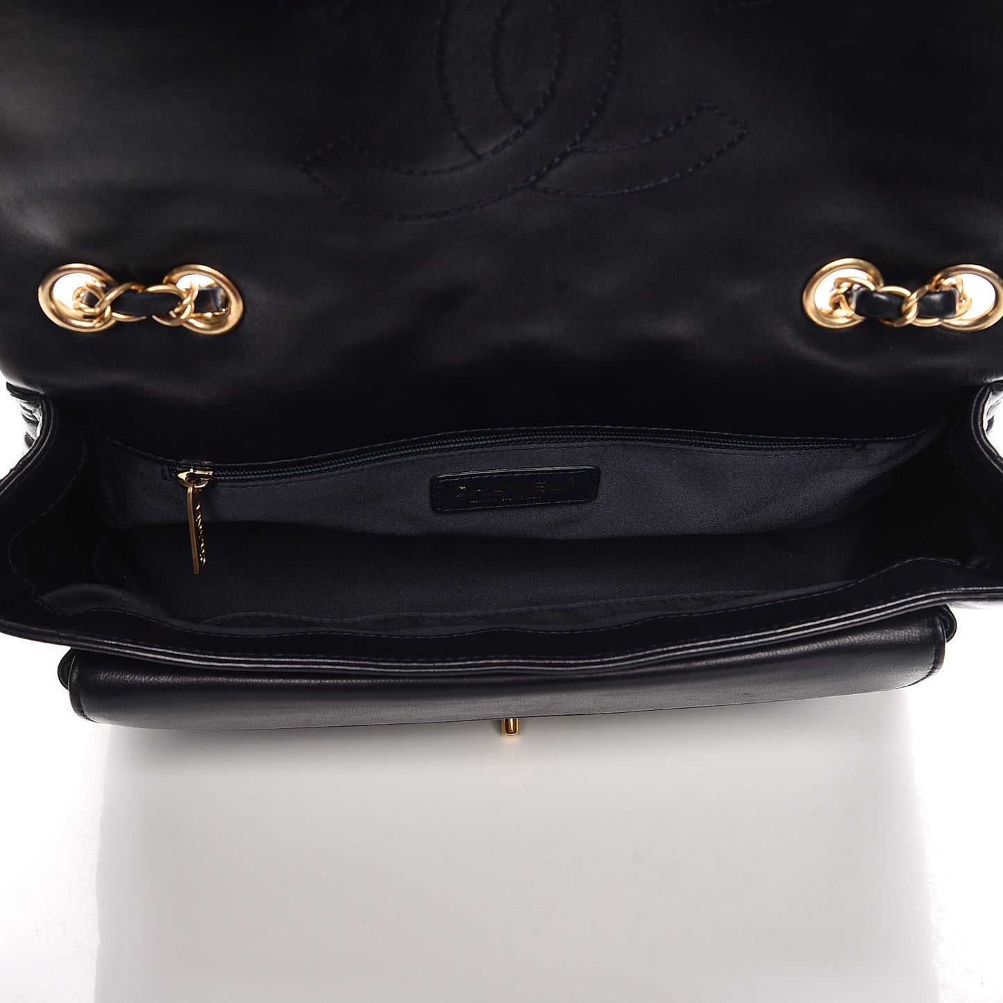 Lambskin Quilted Large Now and Forever Flap Navy