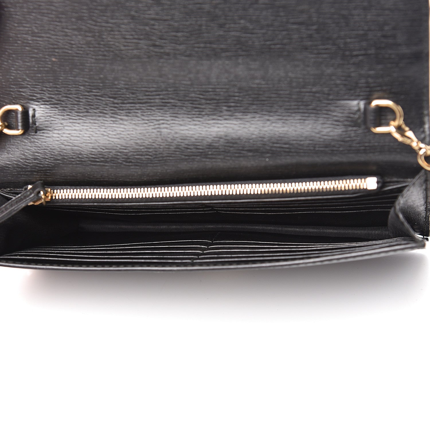 Gucci Textured Calfskin Icon Chain Wallet Black 5 of 12
