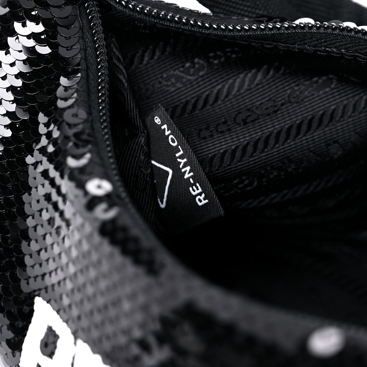 Paillettes Sequin Mini Re-Edition 2000 Bag Black White