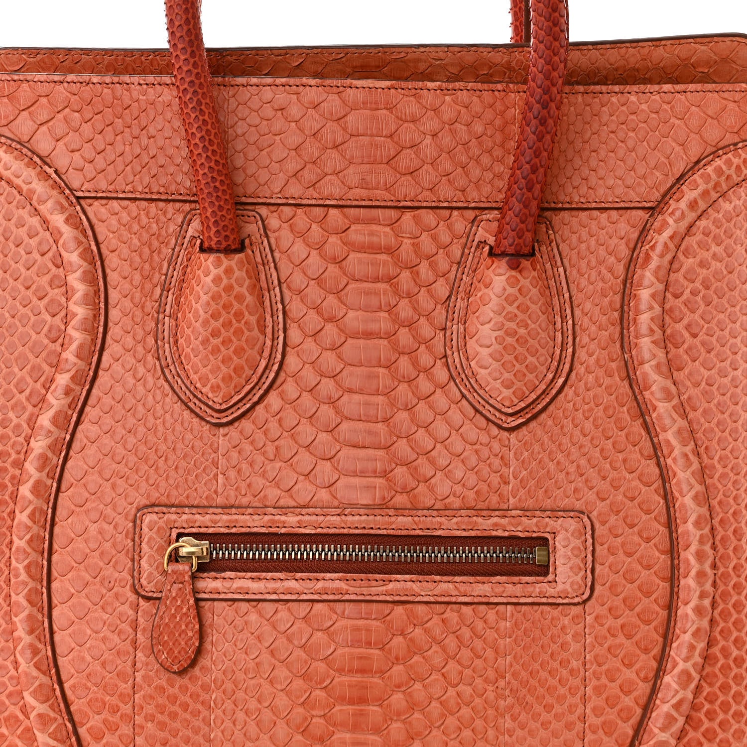 Celine Snakeskin Mini Luggage Orange 7 of 12