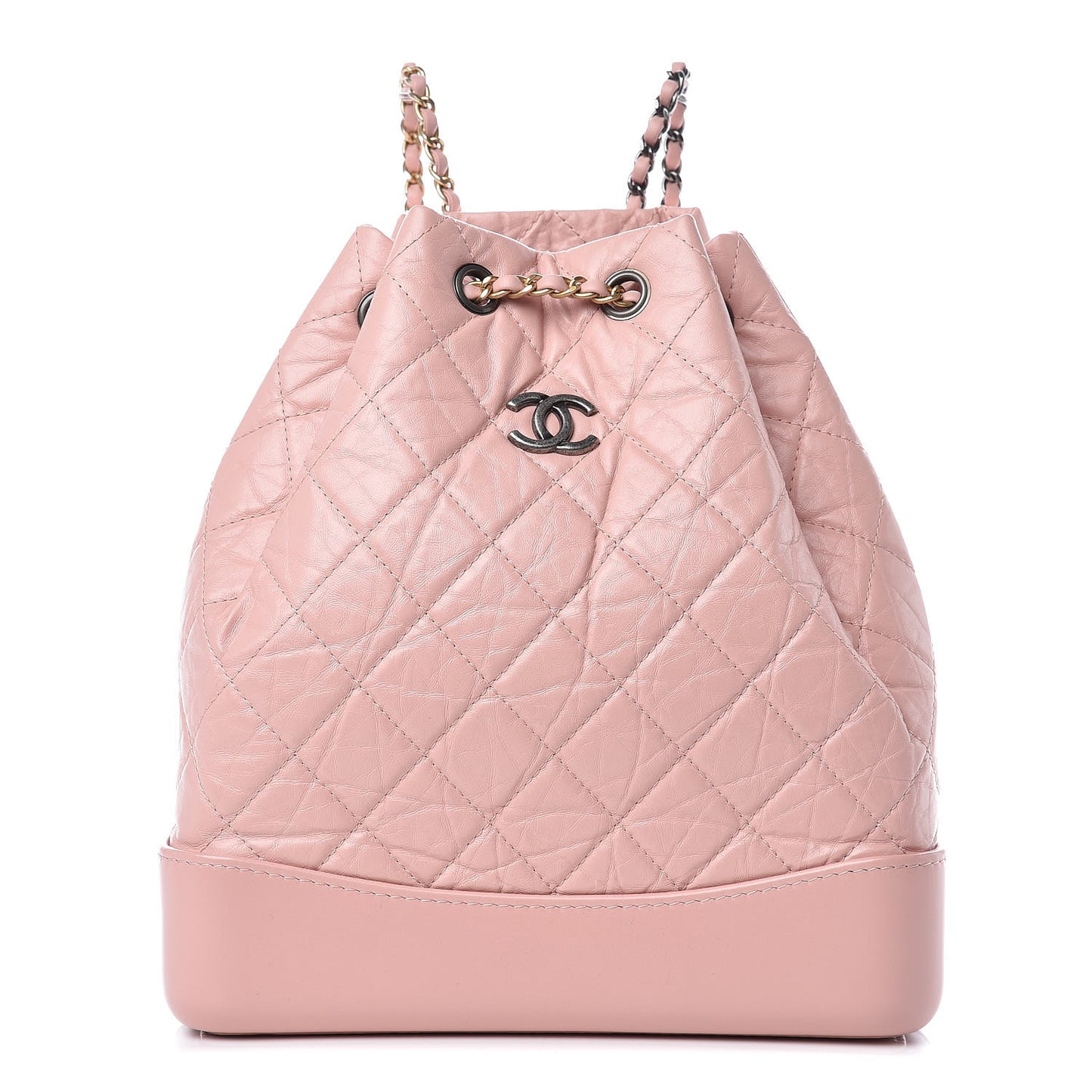 Aged Calfskin Quilted Gabrielle Backpack Light Pink