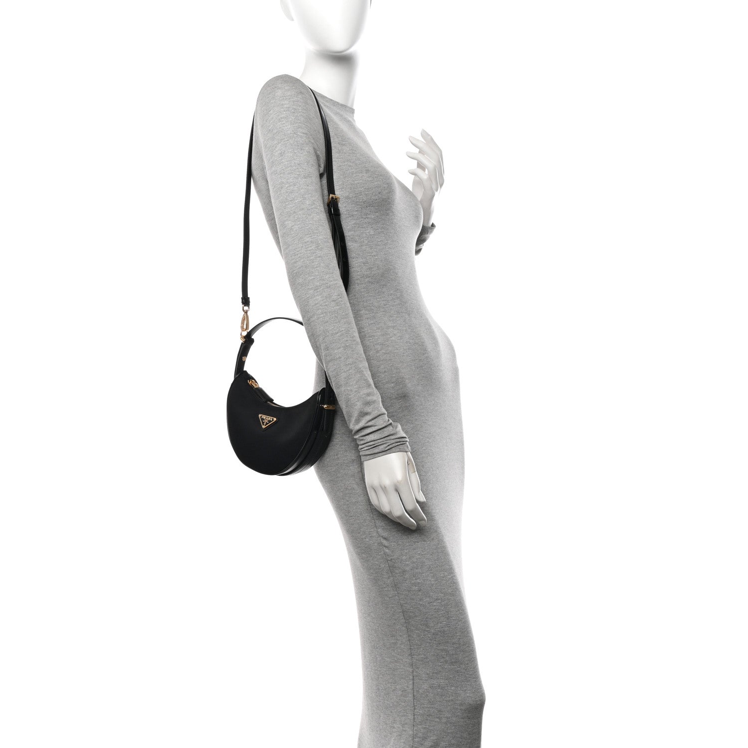 Prada Re-Nylon Spazzolato Mini Arque Shoulder Bag Black 2 of 10