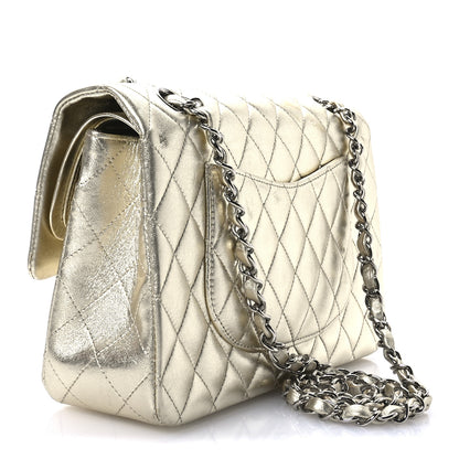 Chanel Metallic Lambskin Quilted Medium Double Flap Pale Gold 3 of 12