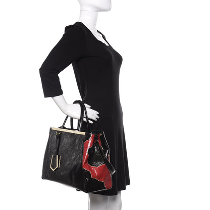 Fendi Patent Regular 2Jours Tote Black Red Milk 3 of 10