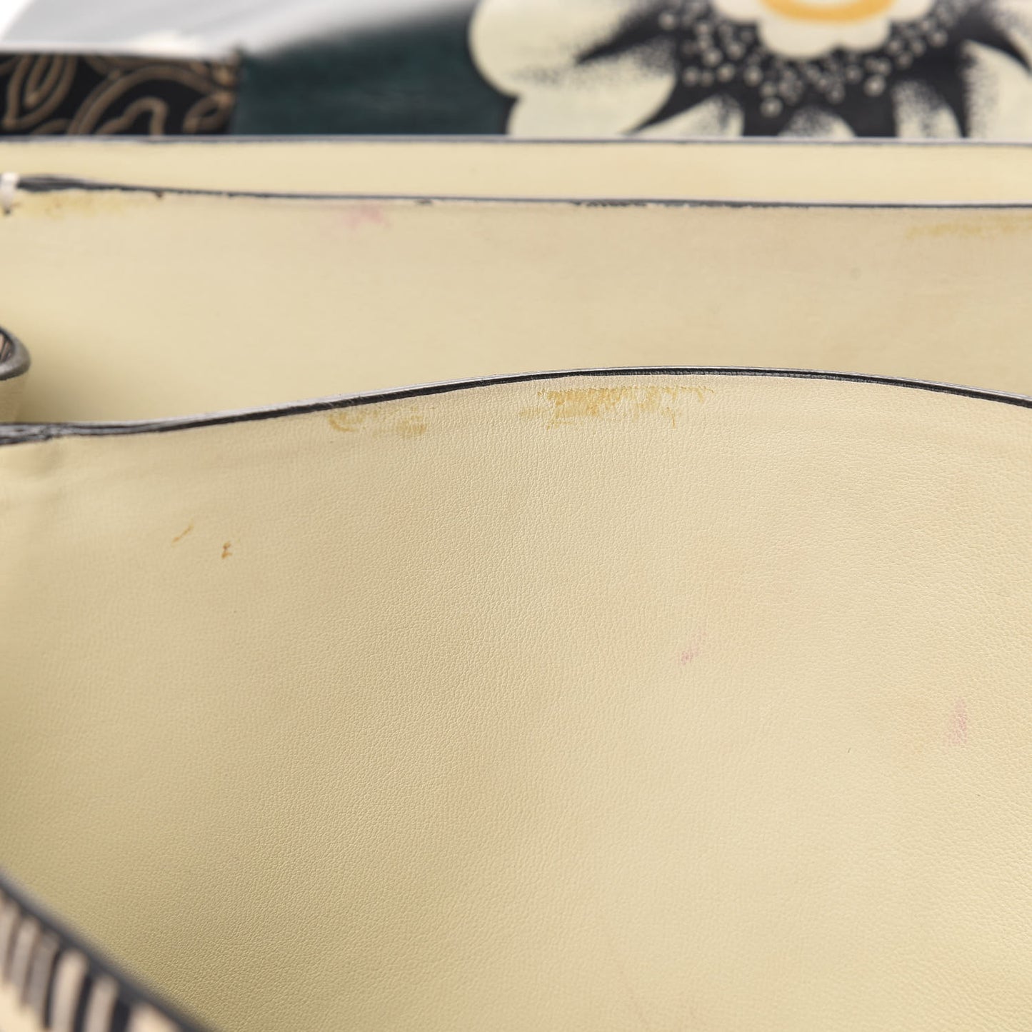 Calfskin Floral Print Mime Single Handle Bag Green