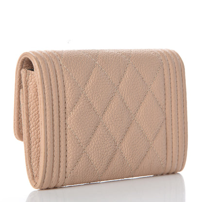 Chanel Caviar Quilted Boy Card Holder Wallet Light Beige 3 of 11