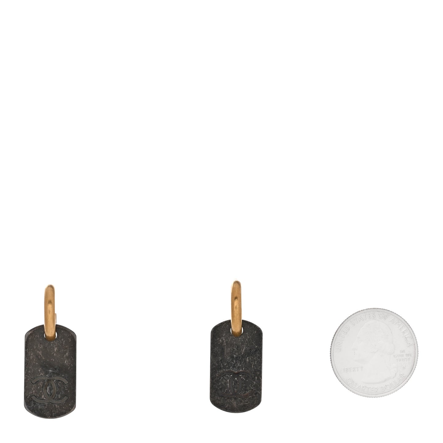ID Dog Tag Earrings Ruthenium Gold