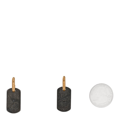 Chanel ID Dog Tag Earrings Ruthenium Gold 2 of 4