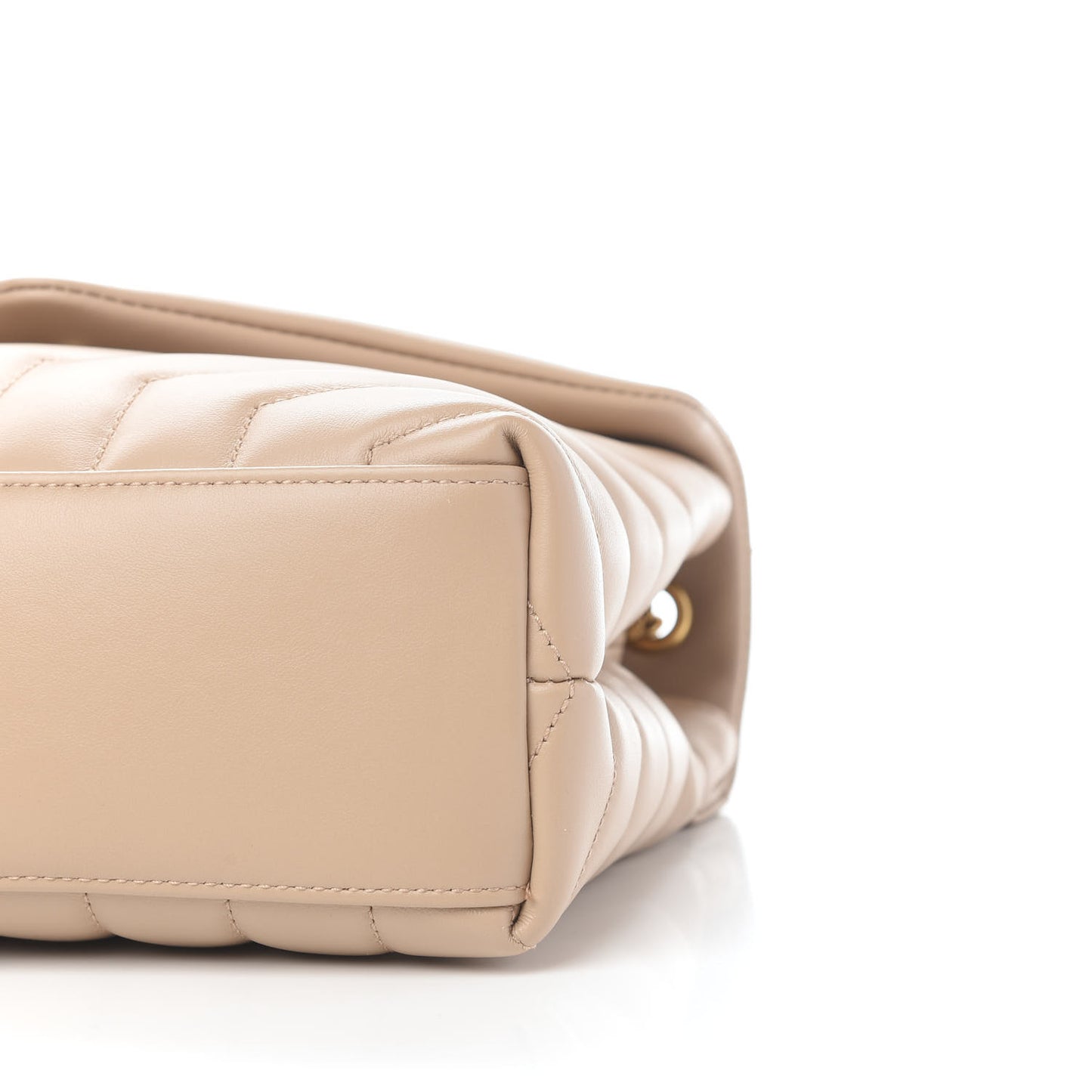 Calfskin Y Quilted Monogram Small Loulou Chain Satchel Dark Beige