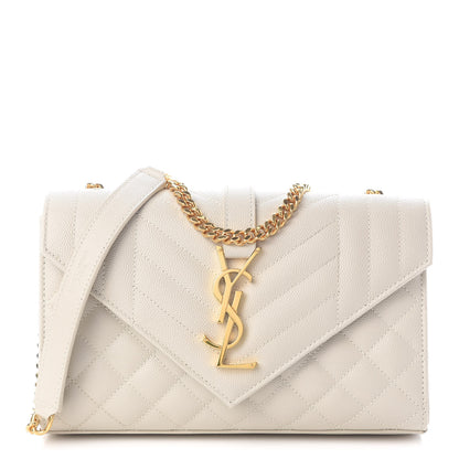 Saint Laurent Grain De Poudre Textured Mixed Matelasse Triquilt Small Monogram Satchel Crema Soft 1 of 8