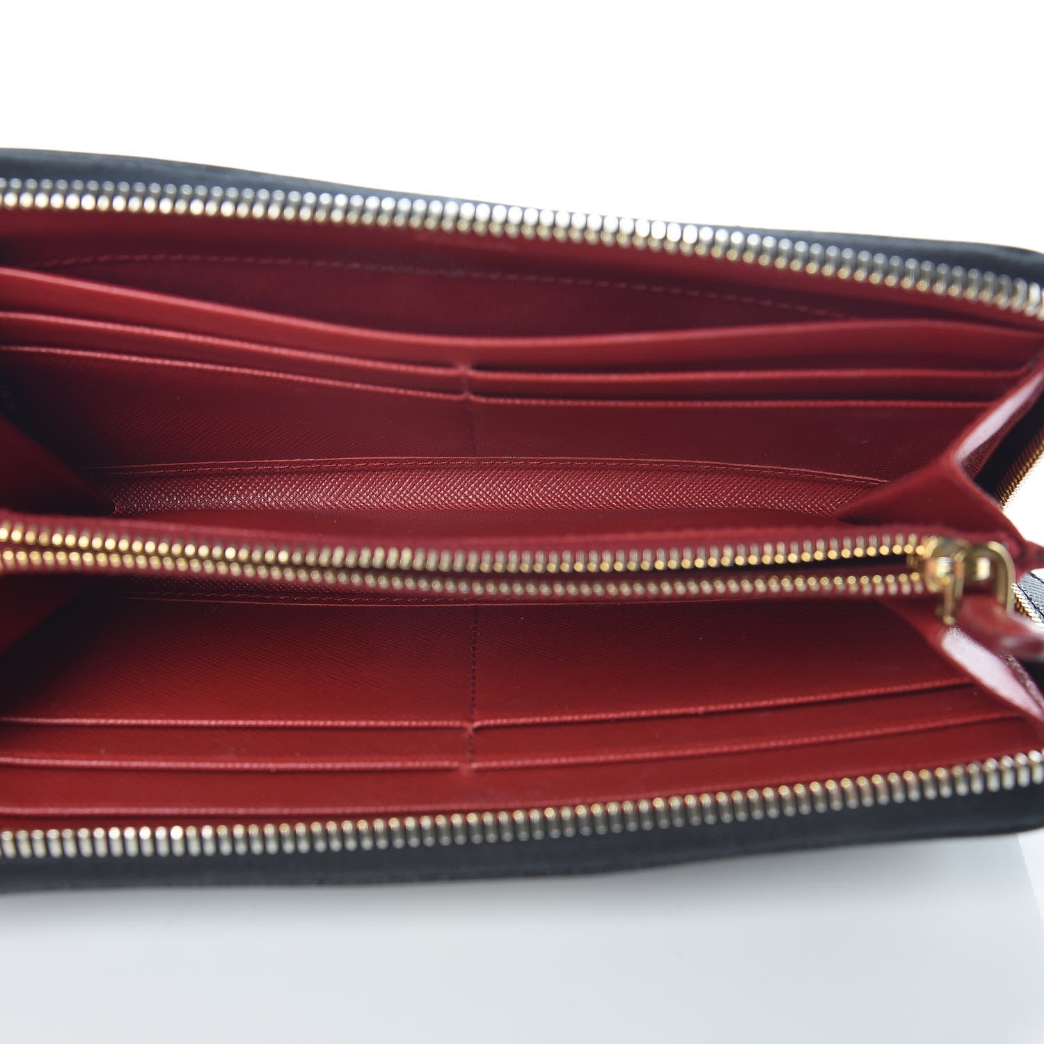 Prada Saffiano Colour Zip Around Wallet Black Peonia 5 of 11