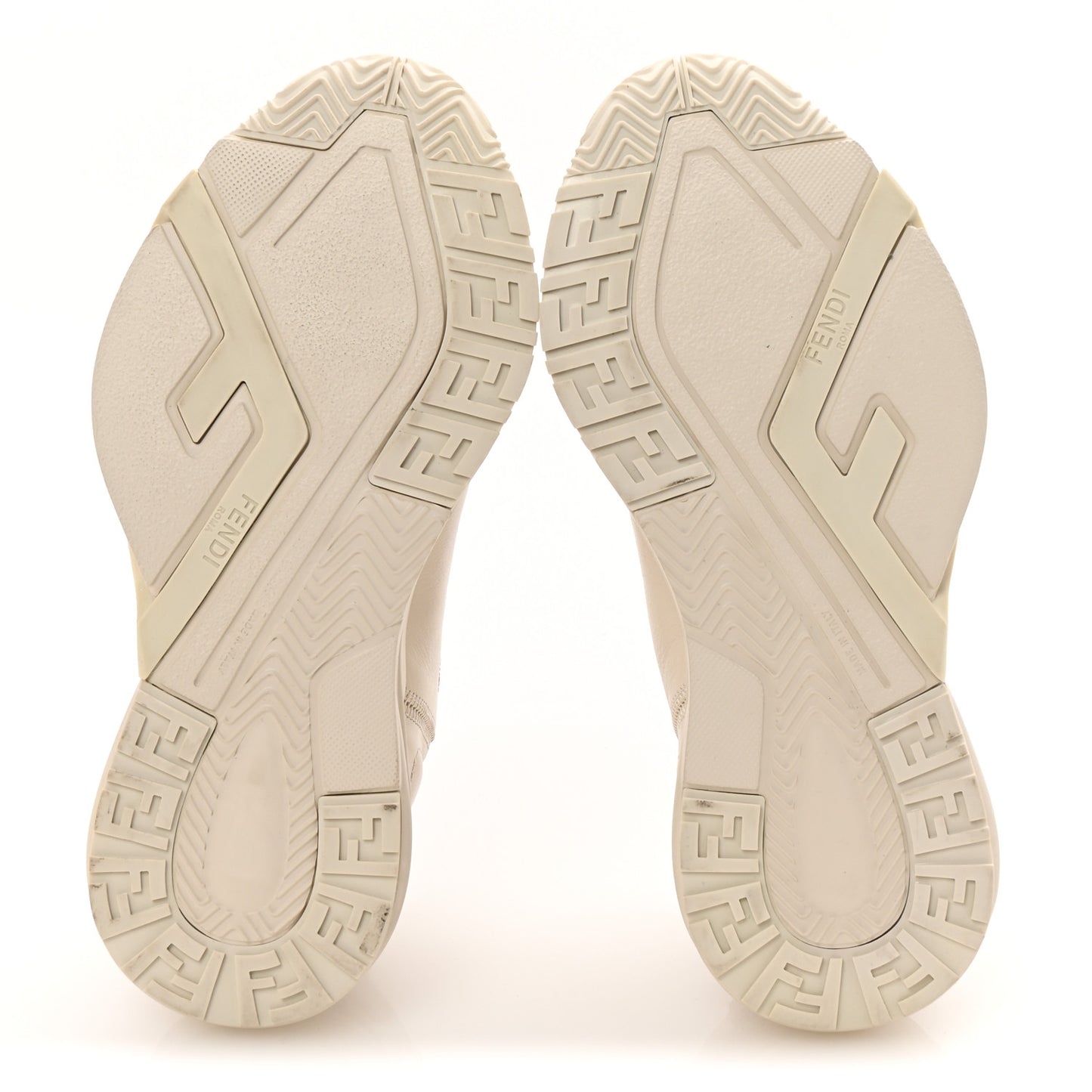 Calfskin Fabric FF Fendi Flow Low Top Sneakers 36 White