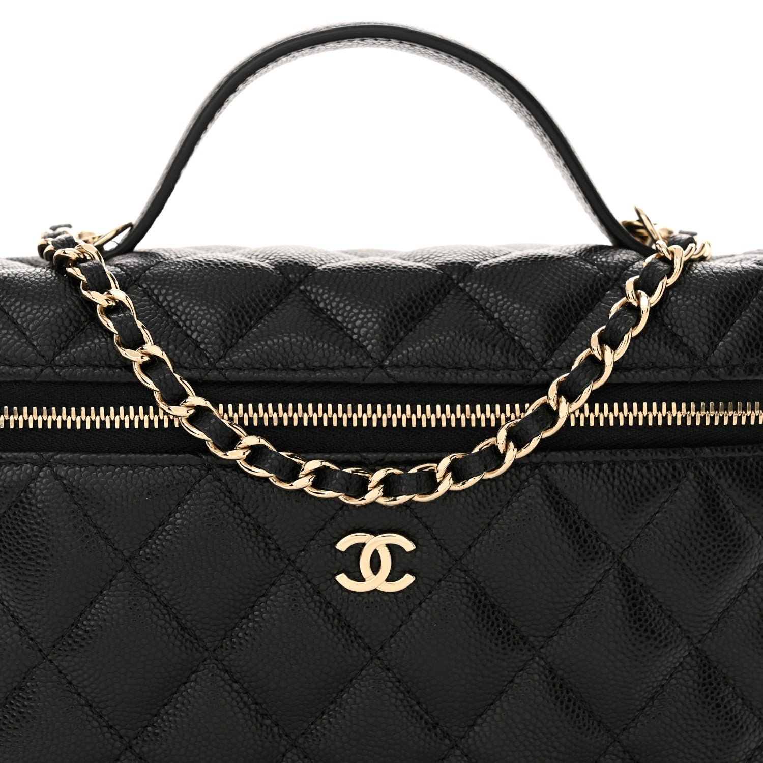 Chanel Caviar Quilted Top Handle Slim Vanity With Chain Black 8 of 11