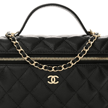 Chanel Caviar Quilted Top Handle Slim Vanity With Chain Black 8 of 11
